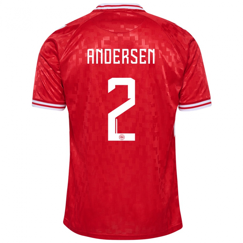 Mujer Camiseta Dinamarca Joachim Andersen #2 Rojo 1ª Equipación 24-26 La Camisa Argentina