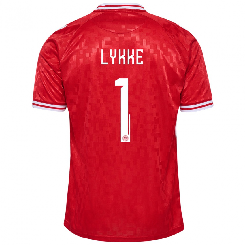 Mujer Camiseta Dinamarca William Lykke #1 Rojo 1ª Equipación 24-26 La Camisa Argentina