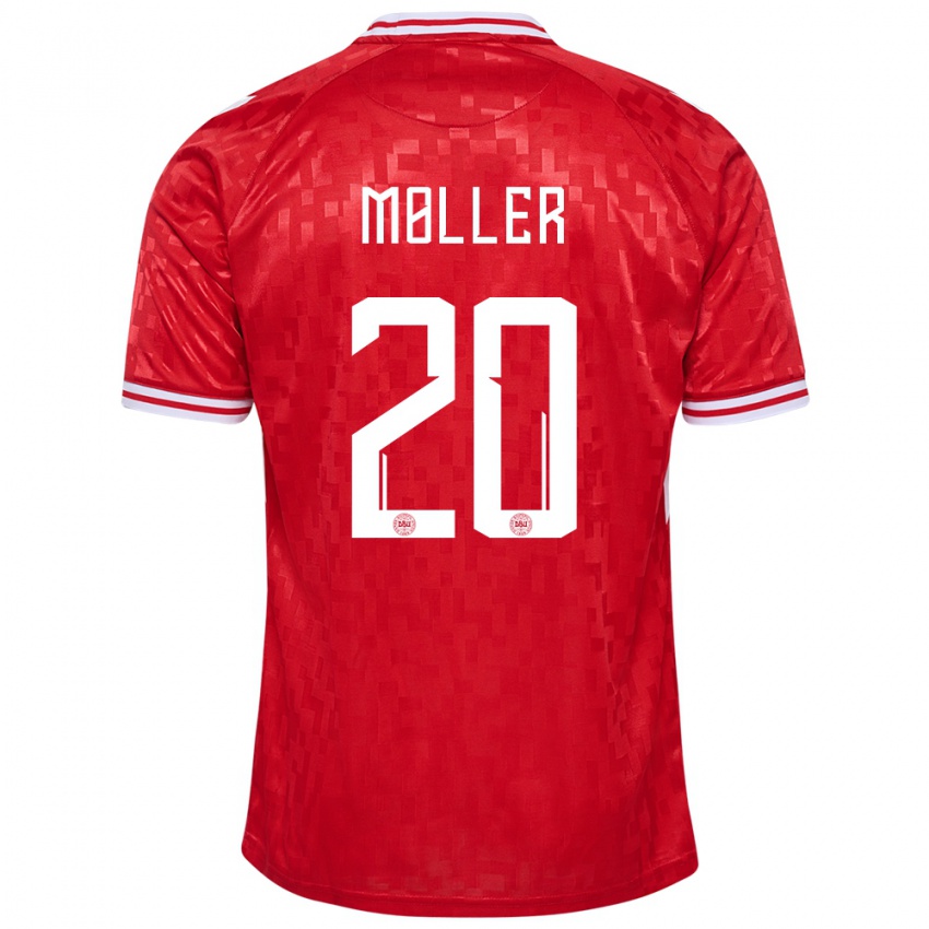 Mujer Camiseta Dinamarca Caroline Moller #20 Rojo 1ª Equipación 24-26 La Camisa Argentina