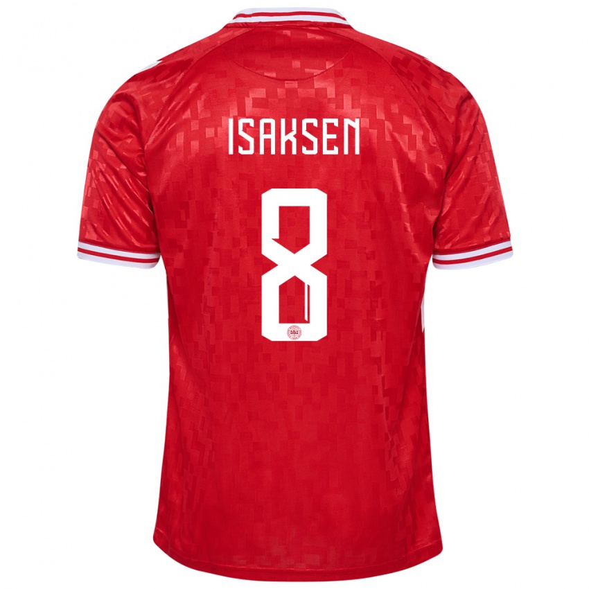 Mujer Camiseta Dinamarca Gustav Isaksen #8 Rojo 1ª Equipación 24-26 La Camisa Argentina