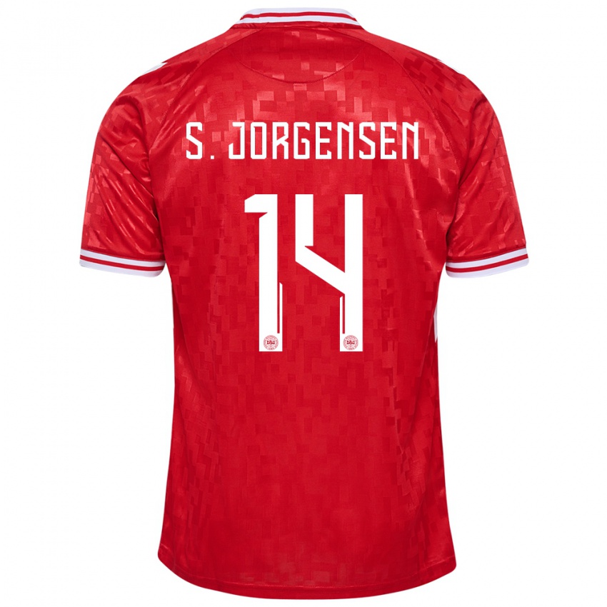 Mujer Camiseta Dinamarca Sebastian Jorgensen #14 Rojo 1ª Equipación 24-26 La Camisa Argentina