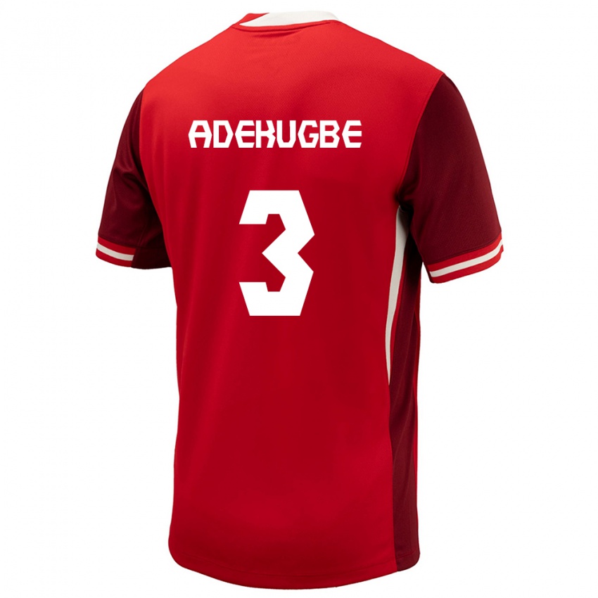Mujer Camiseta Canadá Samuel Adekugbe #3 Rojo 1ª Equipación 24-26 La Camisa Argentina