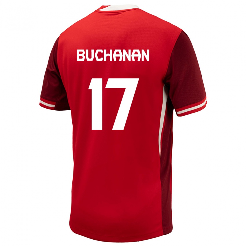 Mujer Camiseta Canadá Tajon Buchanan #17 Rojo 1ª Equipación 24-26 La Camisa Argentina