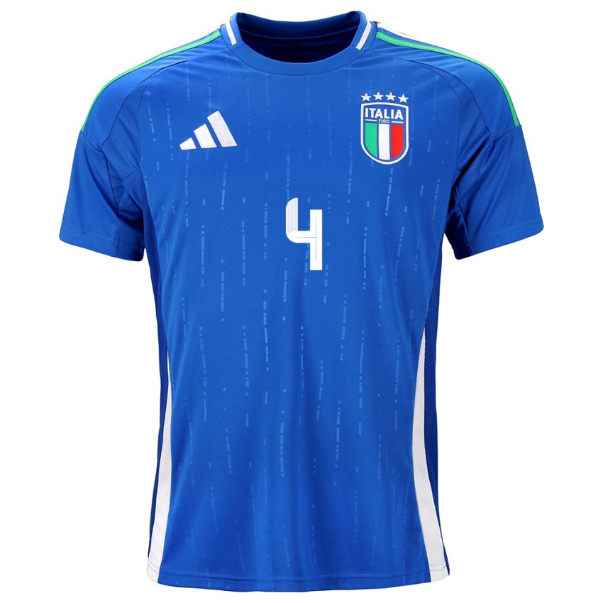 Mujer Camiseta Italia Alessandro Buongiorno #4 Azul 1ª Equipación 24-26 La Camisa Argentina