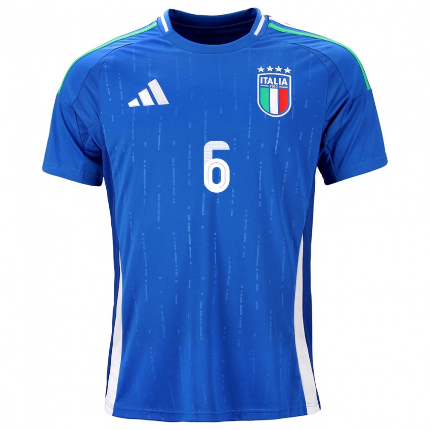 Mujer Camiseta Italia Manuela Giugliano #6 Azul 1ª Equipación 24-26 La Camisa Argentina