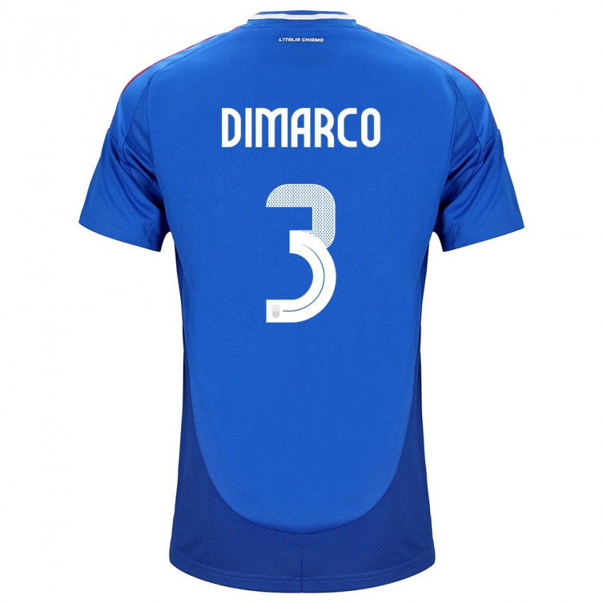 Mujer Camiseta Italia Federico Dimarco #3 Azul 1ª Equipación 24-26 La Camisa Argentina
