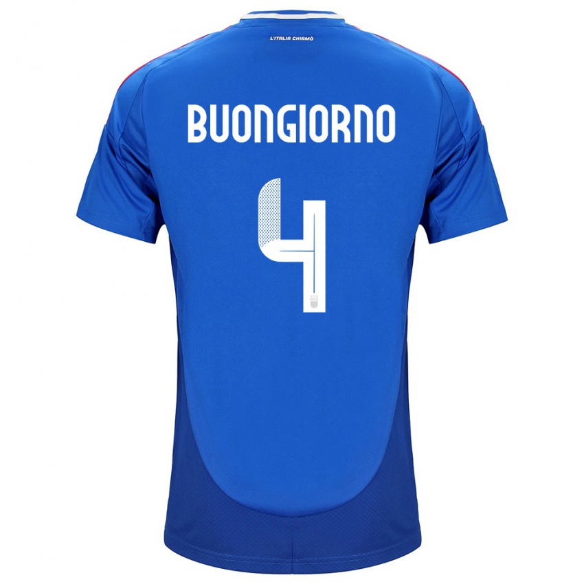 Mujer Camiseta Italia Alessandro Buongiorno #4 Azul 1ª Equipación 24-26 La Camisa Argentina