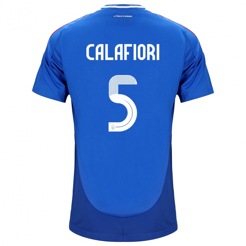 Mujer Camiseta Italia Riccardo Calafiori #5 Azul 1ª Equipación 24-26 La Camisa Argentina