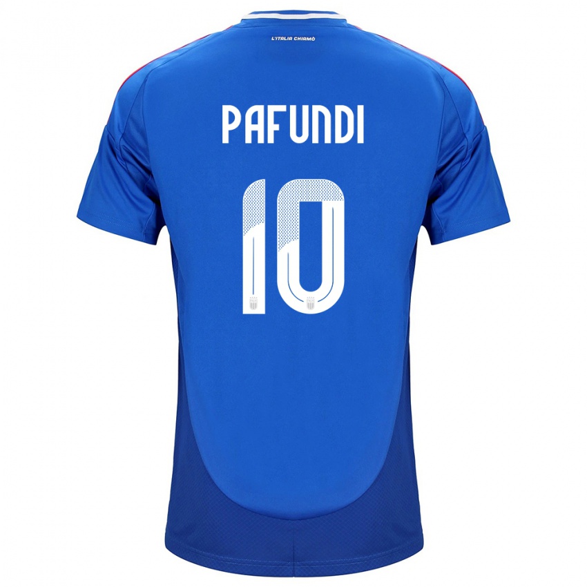 Mujer Camiseta Italia Simone Pafundi #10 Azul 1ª Equipación 24-26 La Camisa Argentina