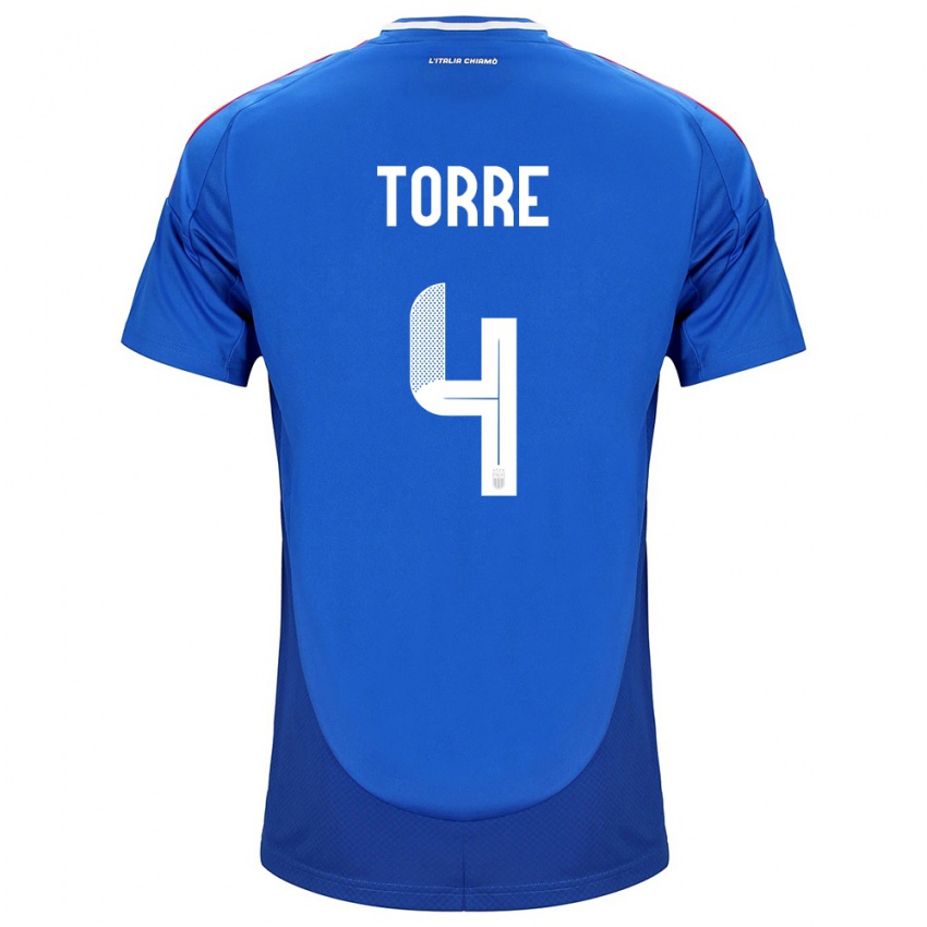 Mujer Camiseta Italia Pietro La Torre #4 Azul 1ª Equipación 24-26 La Camisa Argentina