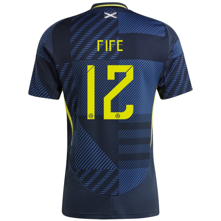 Mujer Camiseta Escocia Jenna Fife #12 Azul Oscuro 1ª Equipación 24-26 La Camisa Argentina