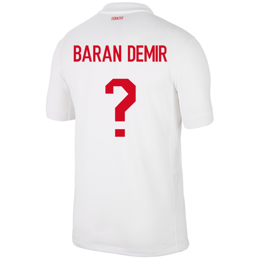 Mujer Camiseta Turquía Tuna Baran Demir #0 Blanco 1ª Equipación 24-26 La Camisa Argentina