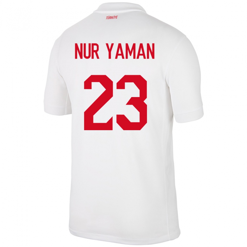 Mujer Camiseta Turquía Gamze Nur Yaman #23 Blanco 1ª Equipación 24-26 La Camisa Argentina