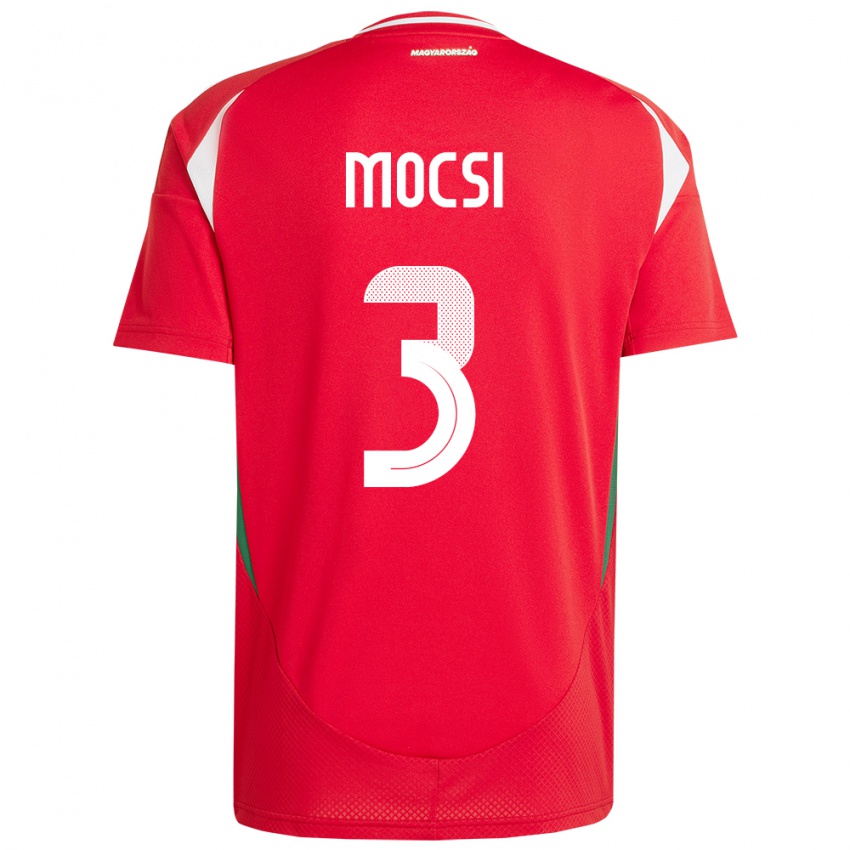 Mujer Camiseta Hungría Attila Mocsi #3 Rojo 1ª Equipación 24-26 La Camisa Argentina