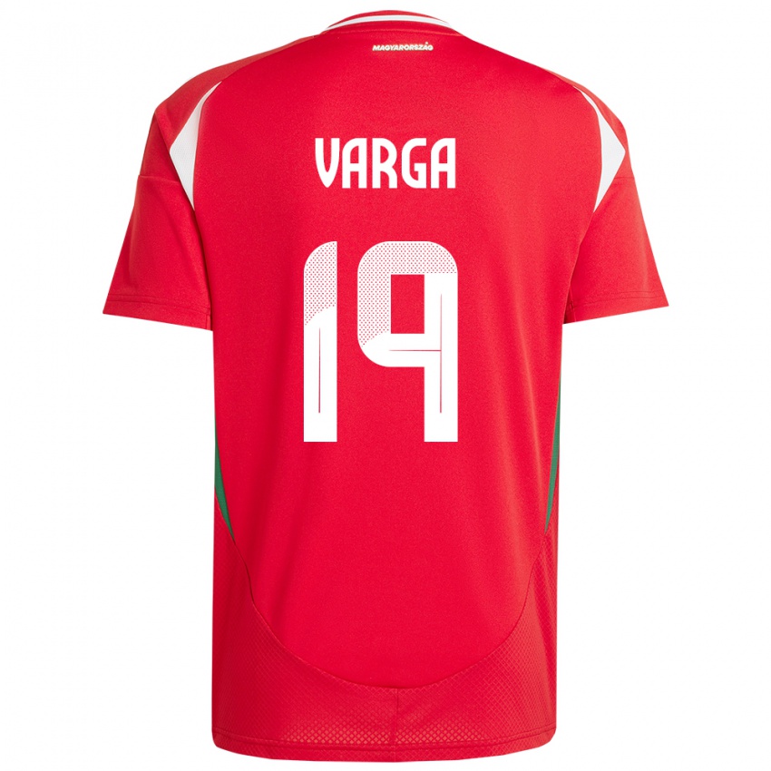 Mujer Camiseta Hungría Barnabás Varga #19 Rojo 1ª Equipación 24-26 La Camisa Argentina