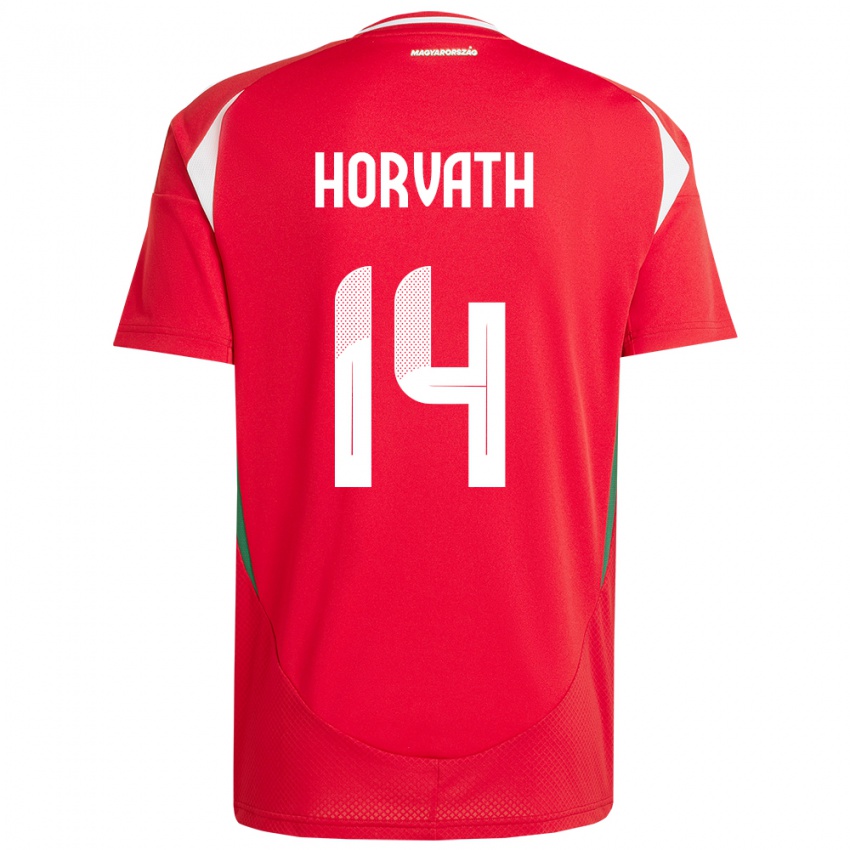 Mujer Camiseta Hungría Artúr Horváth #14 Rojo 1ª Equipación 24-26 La Camisa Argentina