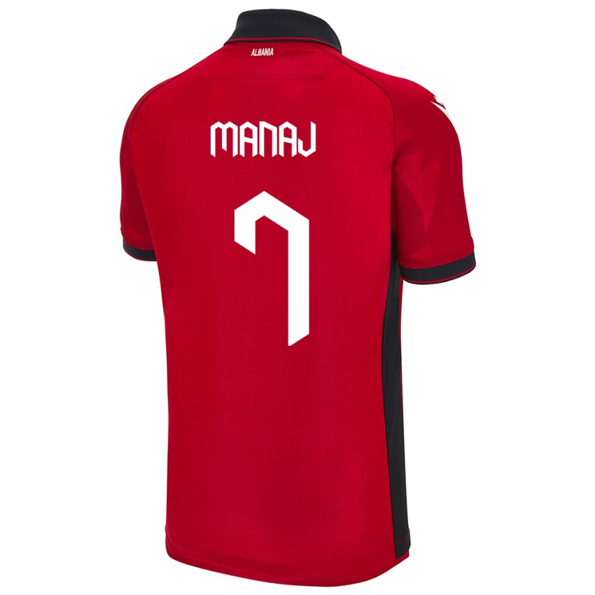 Mujer Camiseta Albania Rey Manaj #7 Rojo 1ª Equipación 24-26 La Camisa Argentina