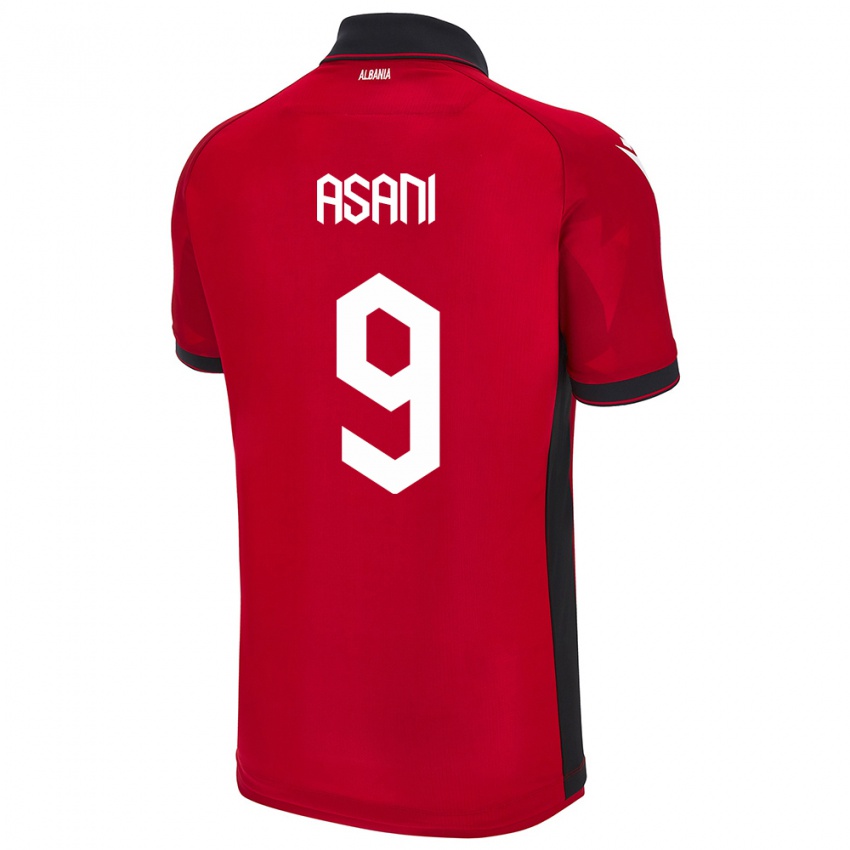 Mujer Camiseta Albania Jasir Asani #9 Rojo 1ª Equipación 24-26 La Camisa Argentina