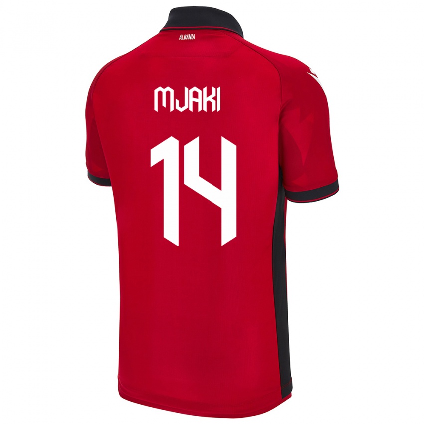 Mujer Camiseta Albania Agan Mjaki #14 Rojo 1ª Equipación 24-26 La Camisa Argentina