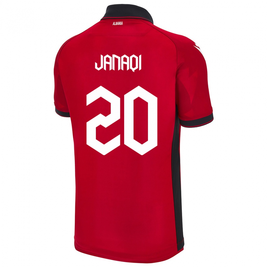 Mujer Camiseta Albania Dejvid Janaqi #20 Rojo 1ª Equipación 24-26 La Camisa Argentina