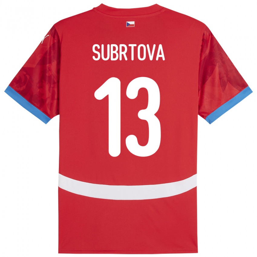 Mujer Camiseta Chequia Anna Šubrtová #13 Rojo 1ª Equipación 24-26 La Camisa Argentina