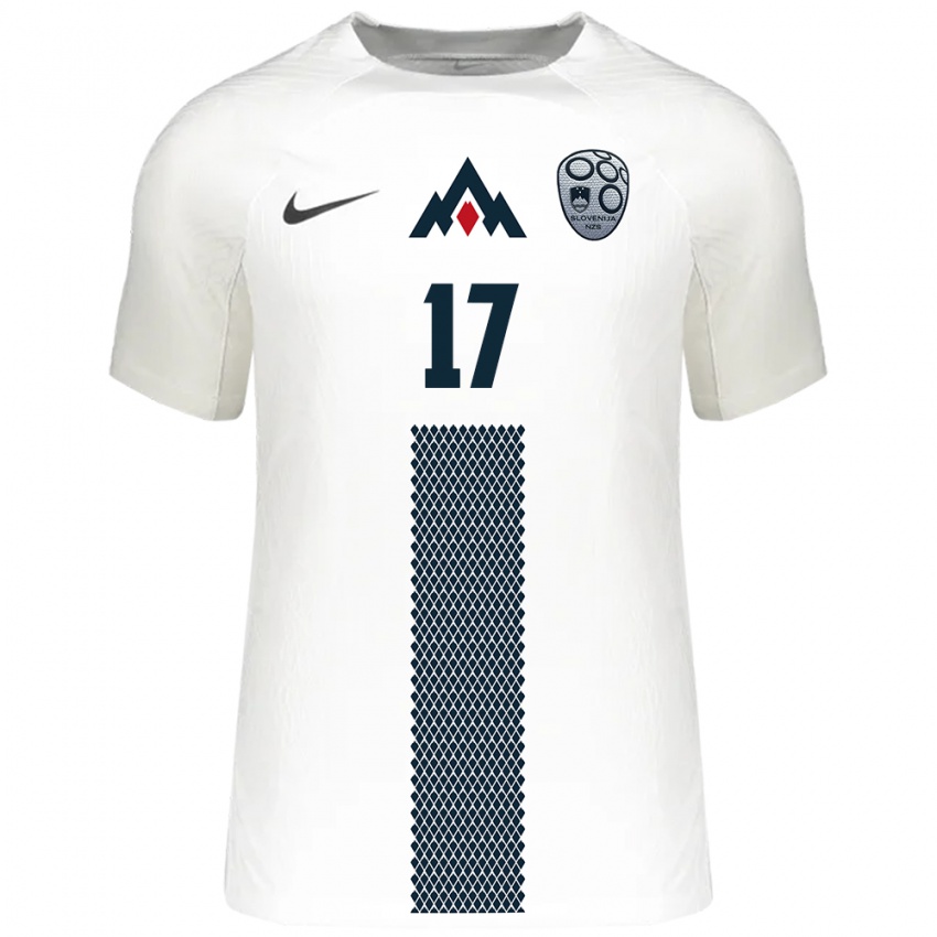 Mujer Camiseta Eslovenia Matic Ferk #17 Blanco 1ª Equipación 24-26 La Camisa Argentina