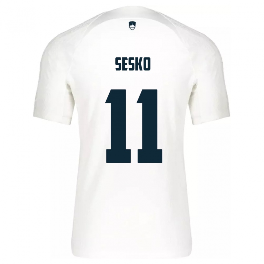 Mujer Camiseta Eslovenia Benjamin Sesko #11 Blanco 1ª Equipación 24-26 La Camisa Argentina