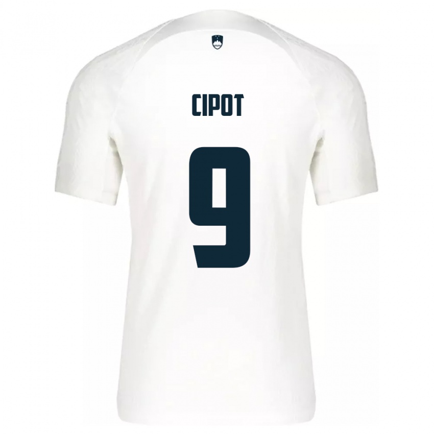 Mujer Camiseta Eslovenia Tio Cipot #9 Blanco 1ª Equipación 24-26 La Camisa Argentina