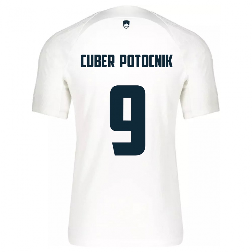 Mujer Camiseta Eslovenia Jaka Cuber Potocnik #9 Blanco 1ª Equipación 24-26 La Camisa Argentina