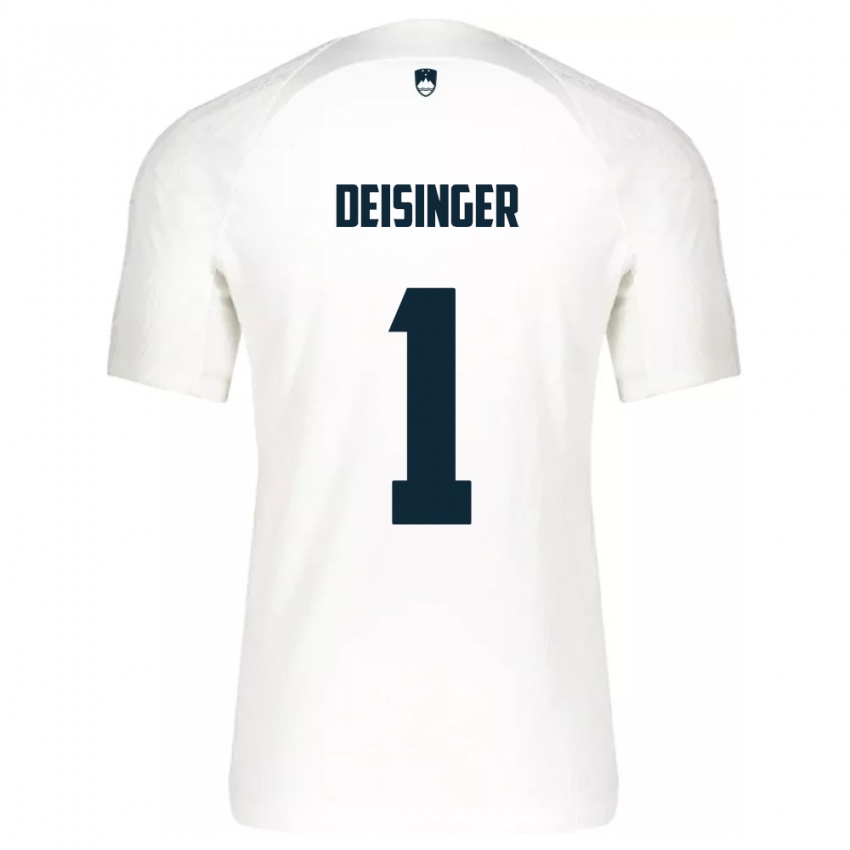 Mujer Camiseta Eslovenia Nik Deisinger #1 Blanco 1ª Equipación 24-26 La Camisa Argentina