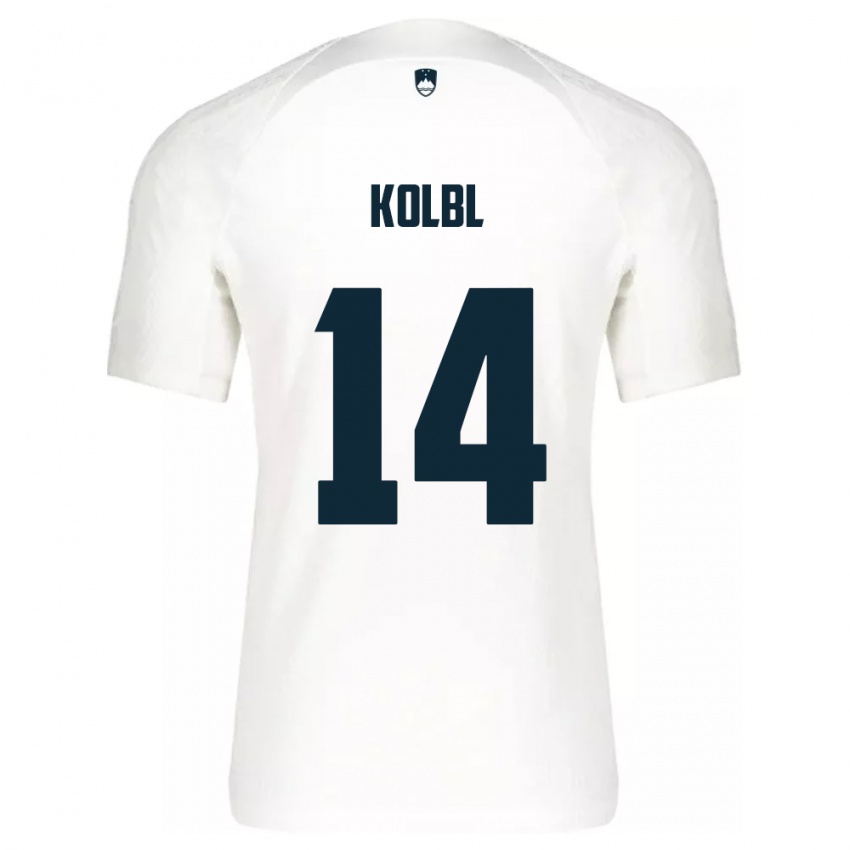 Mujer Camiseta Eslovenia Špela Kolbl #14 Blanco 1ª Equipación 24-26 La Camisa Argentina