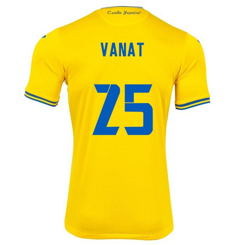 Mujer Camiseta Ucrania Vladyslav Vanat #25 Amarillo 1ª Equipación 24-26 La Camisa Argentina