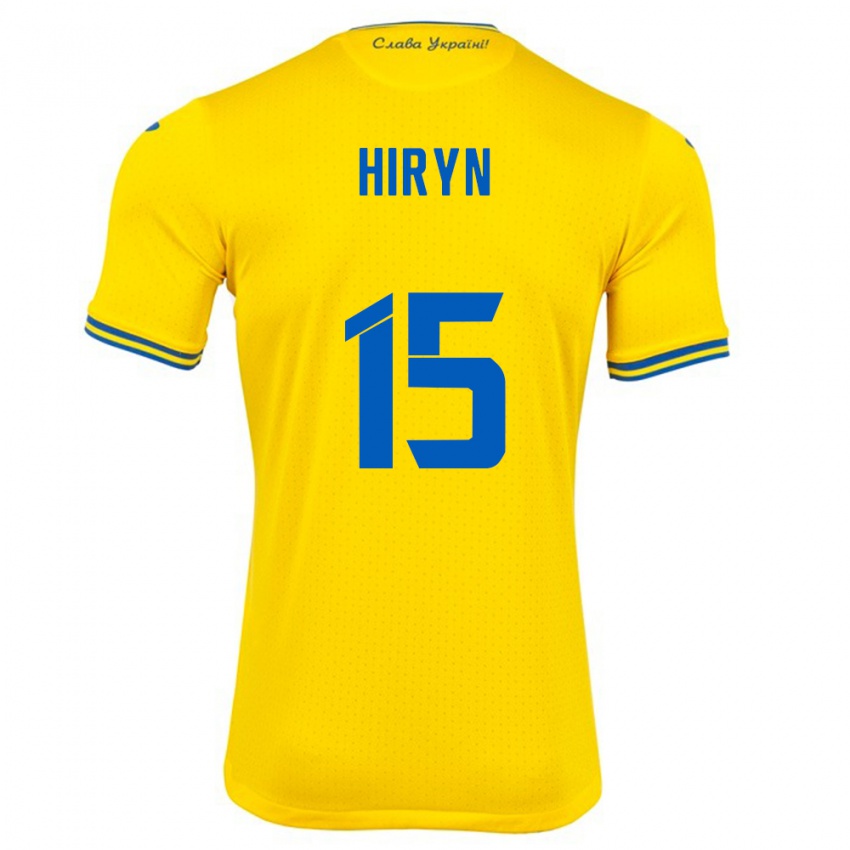 Mujer Camiseta Ucrania Viktoriya Hiryn #15 Amarillo 1ª Equipación 24-26 La Camisa Argentina