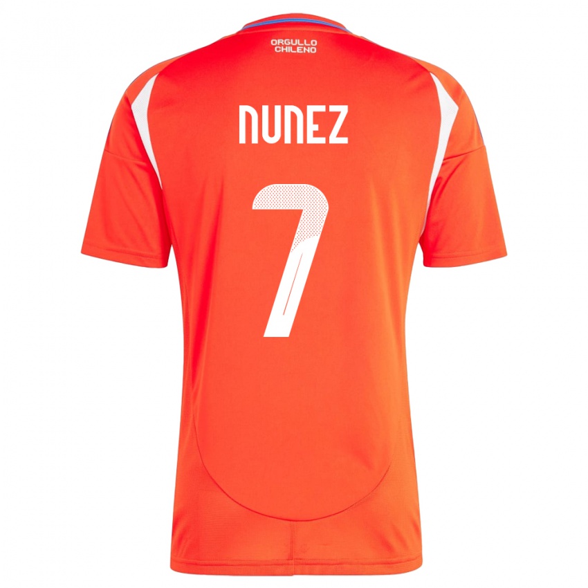 Mujer Camiseta Chile Marcelino Núñez #7 Rojo 1ª Equipación 24-26 La Camisa Argentina