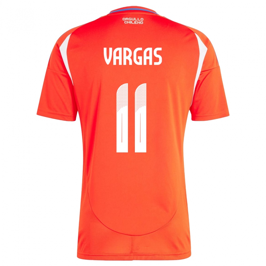 Mujer Camiseta Chile Eduardo Vargas #11 Rojo 1ª Equipación 24-26 La Camisa Argentina