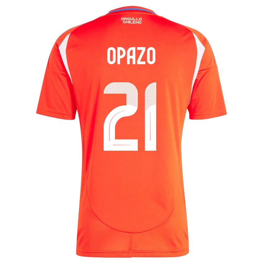 Mujer Camiseta Chile Diego Opazo #21 Rojo 1ª Equipación 24-26 La Camisa Argentina