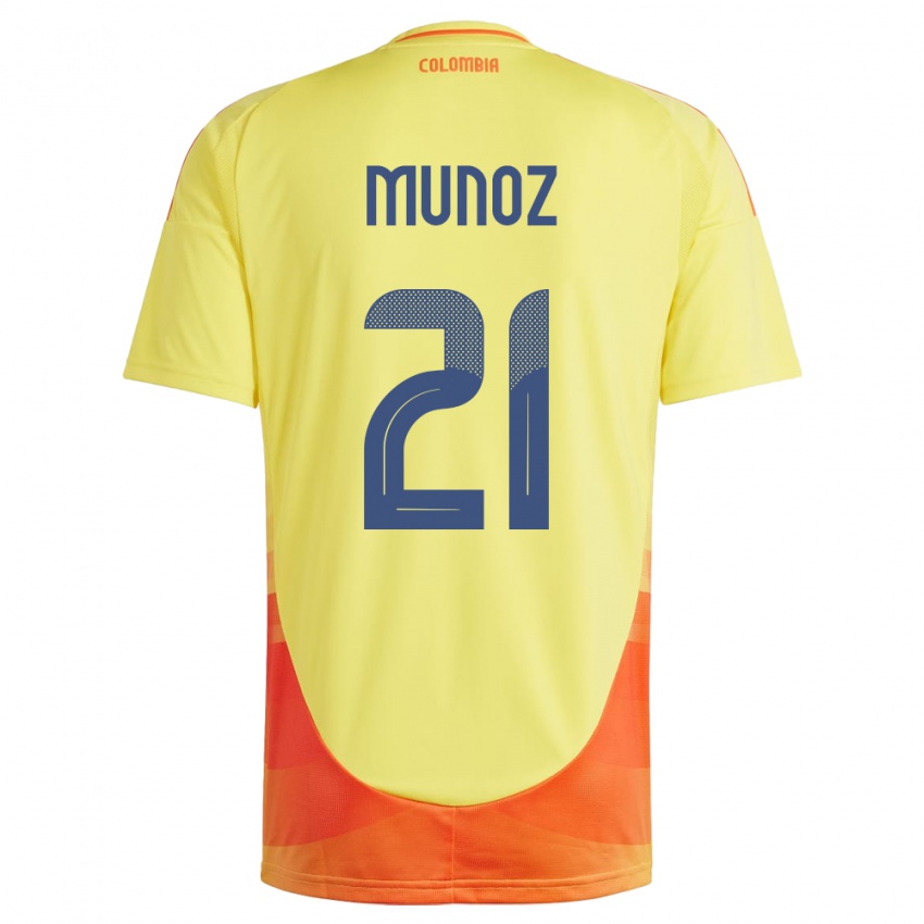 Mujer Camiseta Colombia Daniel Muñoz #21 Amarillo 1ª Equipación 24-26 La Camisa Argentina