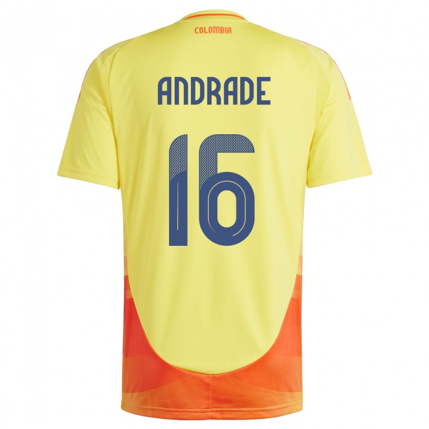 Mujer Camiseta Colombia Lady Andrade #16 Amarillo 1ª Equipación 24-26 La Camisa Argentina