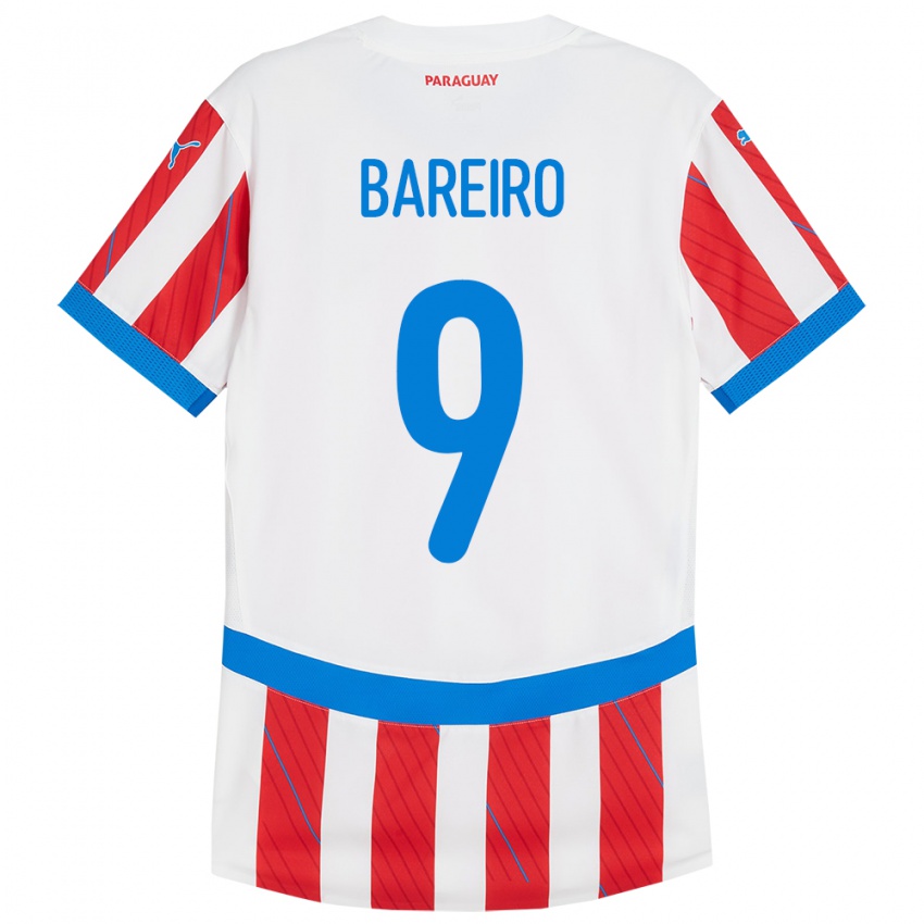 Mujer Camiseta Paraguay Adam Bareiro #9 Blanco Rojo 1ª Equipación 24-26 La Camisa Argentina