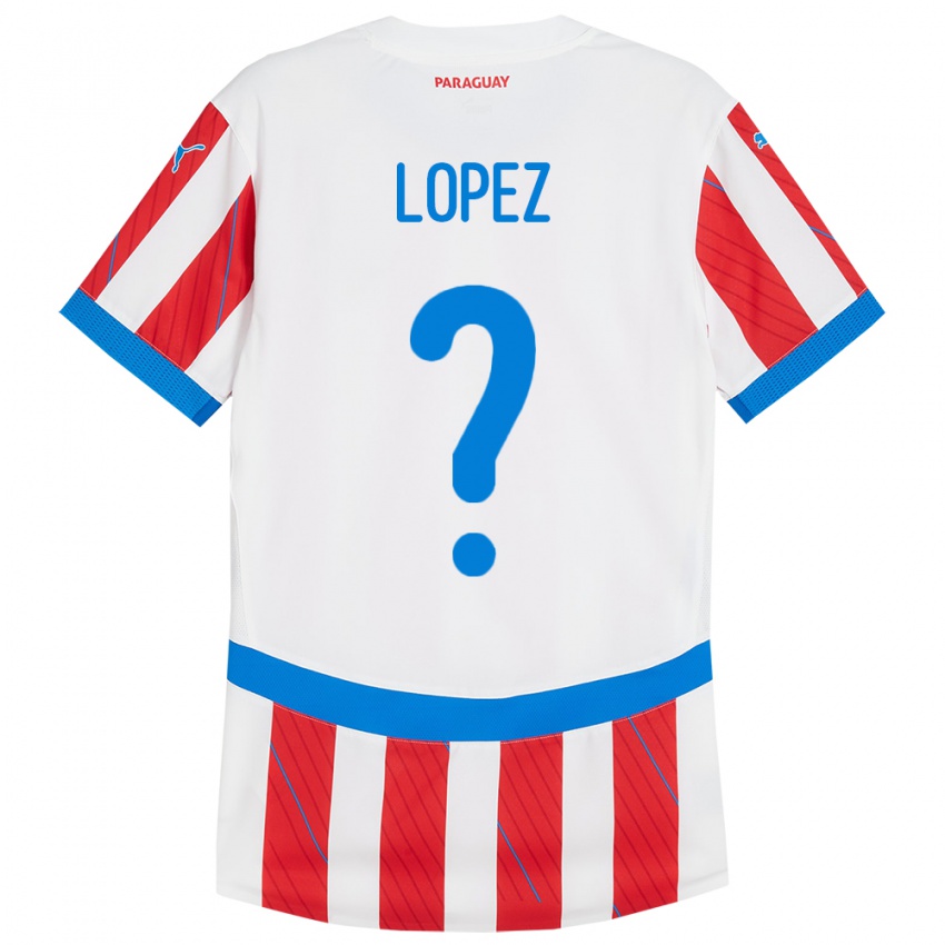 Mujer Camiseta Paraguay Rodrigo López #0 Blanco Rojo 1ª Equipación 24-26 La Camisa Argentina