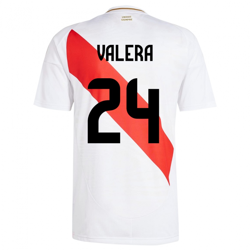 Mujer Camiseta Perú Álex Valera #24 Blanco 1ª Equipación 24-26 La Camisa Argentina