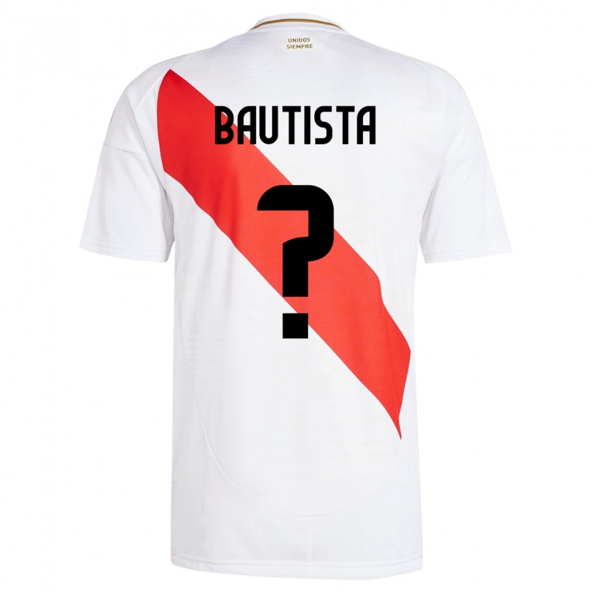 Mujer Camiseta Perú César Bautista #0 Blanco 1ª Equipación 24-26 La Camisa Argentina