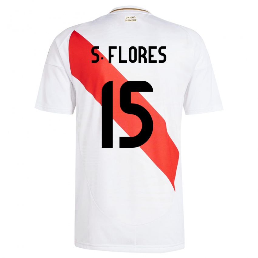 Mujer Camiseta Perú Scarleth Flores #15 Blanco 1ª Equipación 24-26 La Camisa Argentina