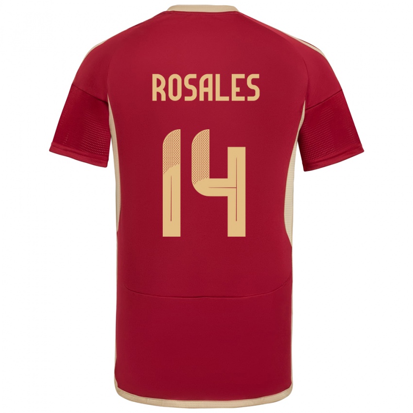 Mujer Camiseta Venezuela Roberto Rosales #14 Borgoña 1ª Equipación 24-26 La Camisa Argentina