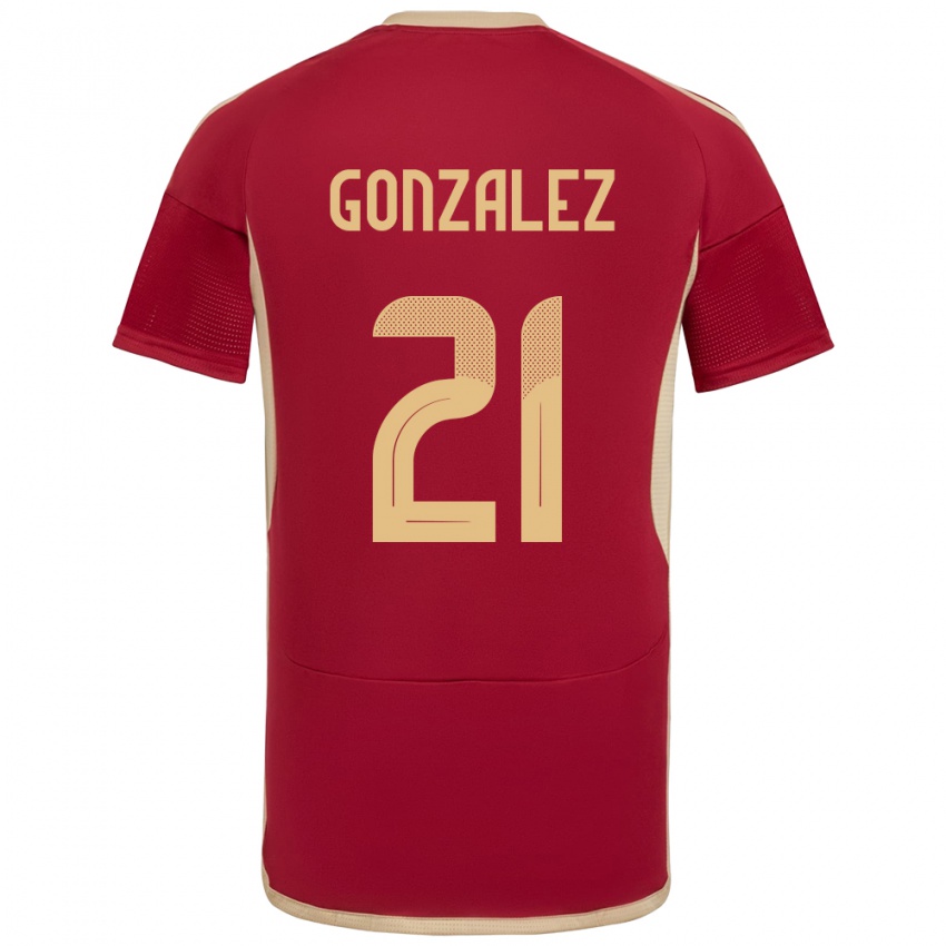 Mujer Camiseta Venezuela Alexander González #21 Borgoña 1ª Equipación 24-26 La Camisa Argentina