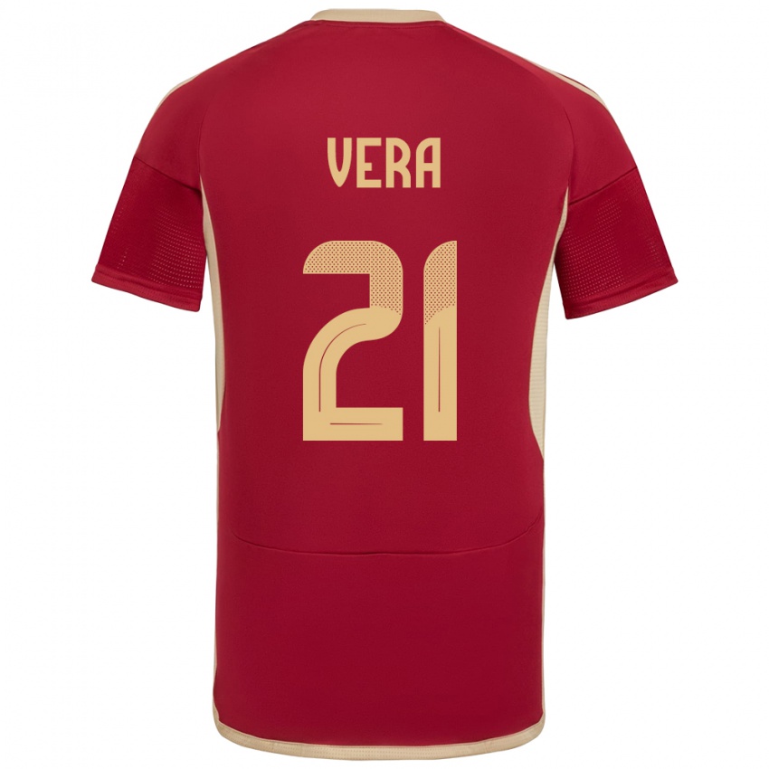 Mujer Camiseta Venezuela Andry Vera #21 Borgoña 1ª Equipación 24-26 La Camisa Argentina