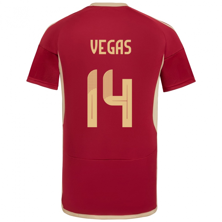Mujer Camiseta Venezuela Miguel Vegas #14 Borgoña 1ª Equipación 24-26 La Camisa Argentina