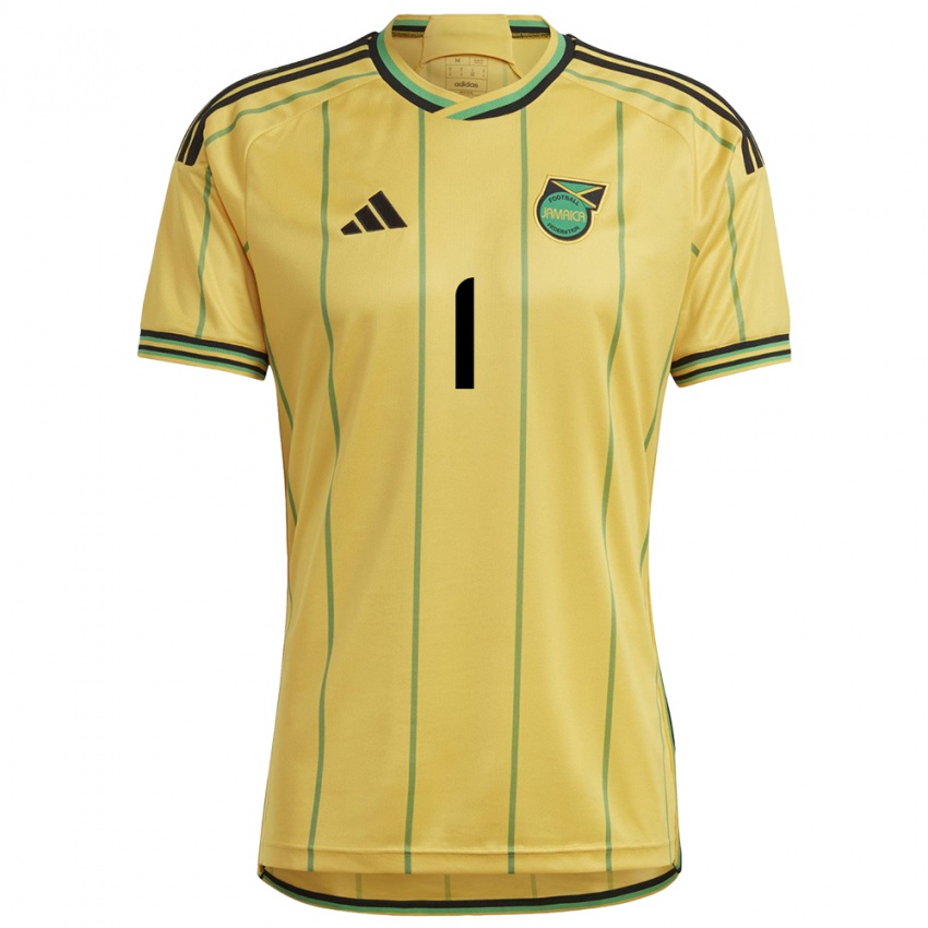 Mujer Camiseta Jamaica Shaquan Davis #1 Amarillo 1ª Equipación 24-26 La Camisa Argentina