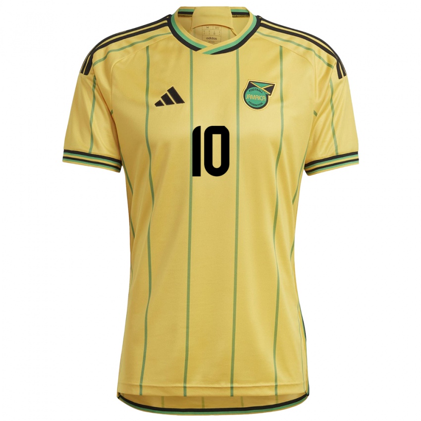 Mujer Camiseta Jamaica Denzel Mckenzie #10 Amarillo 1ª Equipación 24-26 La Camisa Argentina