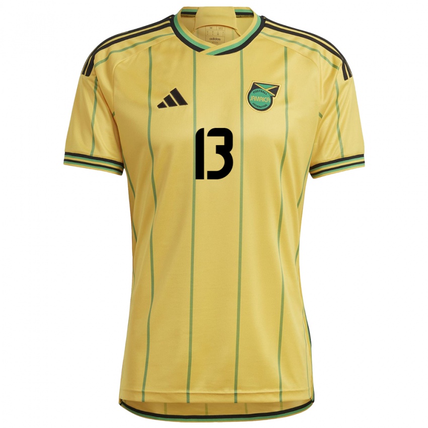 Mujer Camiseta Jamaica Allyson Swaby #13 Amarillo 1ª Equipación 24-26 La Camisa Argentina